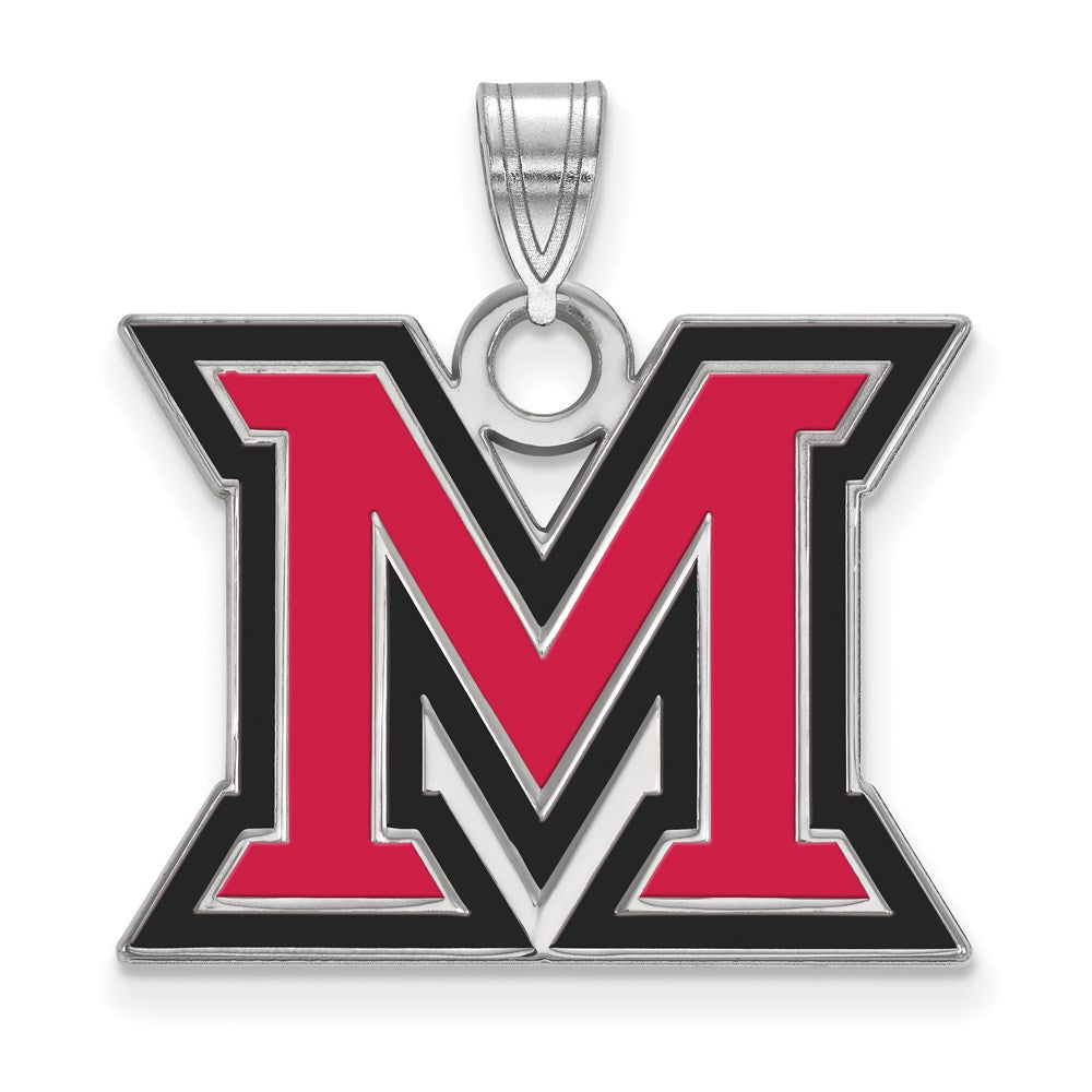 Sterlingsilber Rhodiniert Logoart Miami University Ohio Buchstabe M Groß Emailliert Anhänger