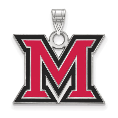 Sterlingsilber Rhodiniert Logoart Miami University Ohio Buchstabe M Groß Emailliert Anhänger