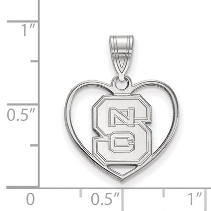 Sterlingsilber Rhodiniert Logoart North Carolina State University N C S Herz Anhänger