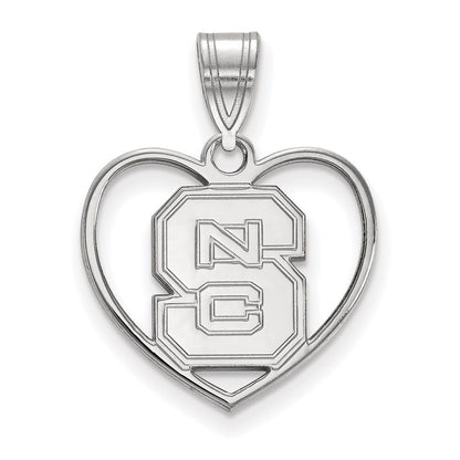 Sterlingsilber Rhodiniert Logoart North Carolina State University N C S Herz Anhänger