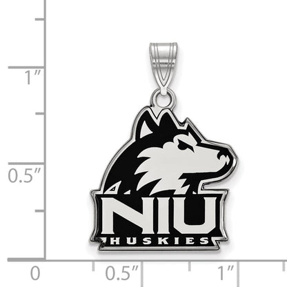 Sterlingsilber Rhodiniert Logoart Northern Illinois University N I U Huskies Groß Emailliert Anhänger