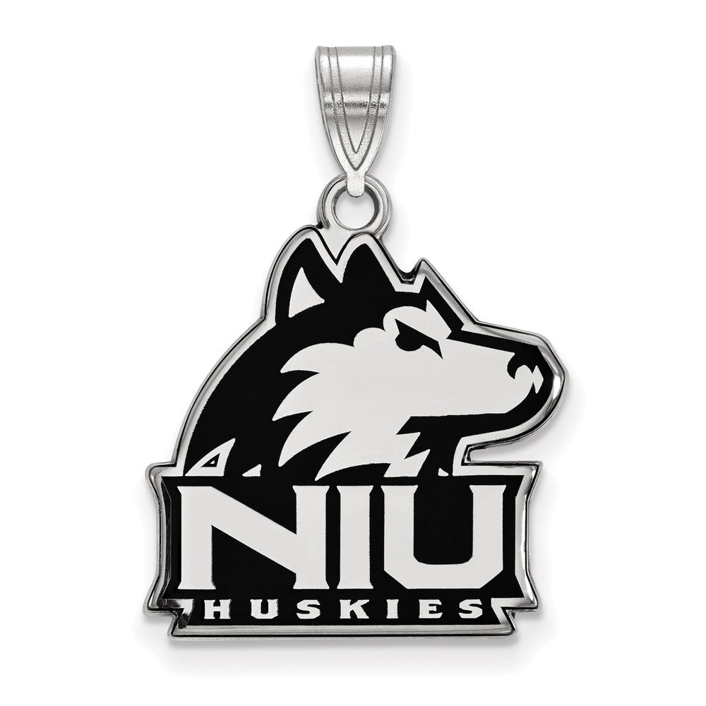 Sterlingsilber Rhodiniert Logoart Northern Illinois University N I U Huskies Groß Emailliert Anhänger