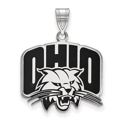 Sterlingsilber Rhodiniert Logoart Ohio University Groß Emailliert Anhänger