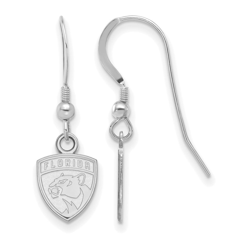 Sterlingsilber Rhodiniert Nhl Logoart Florida Panthers Extra Klein Hängend Draht Ohrringe