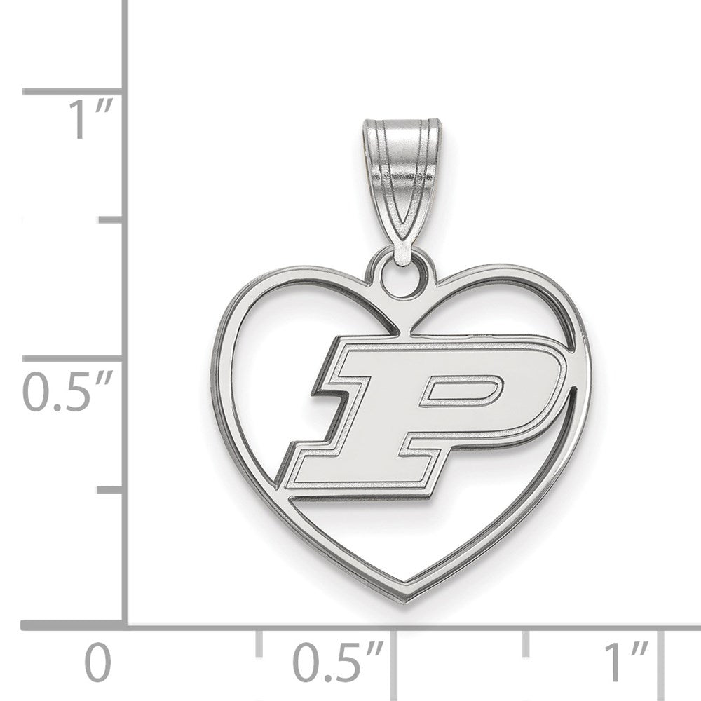 Sterlingsilber Rhodiniert Logoart Purdue University Buchstabe P Herz Anhänger
