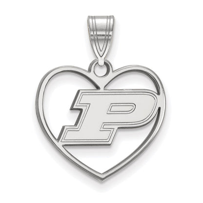 Sterlingsilber Rhodiniert Logoart Purdue University Buchstabe P Herz Anhänger