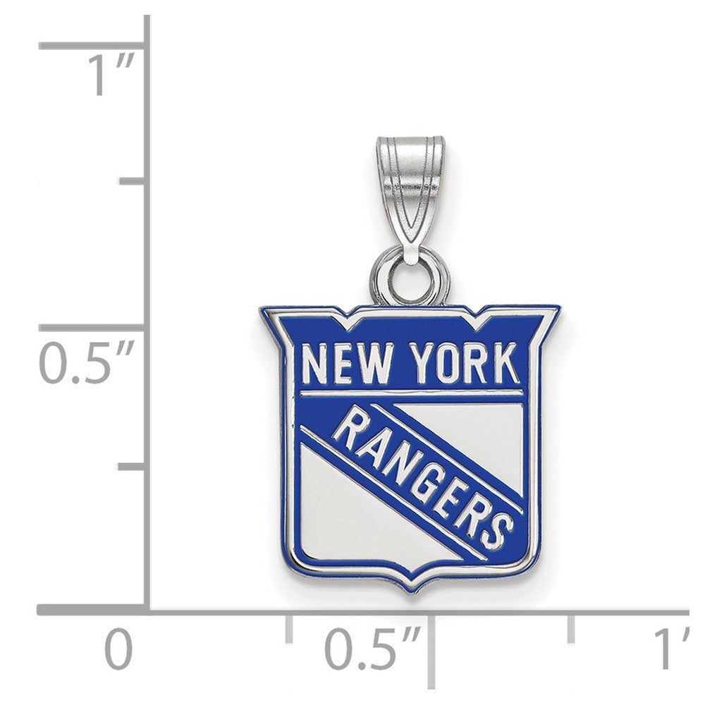 Sterlingsilber Rhodiniert Nhl Logoart New York Rangers Klein Emailliert Anhänger