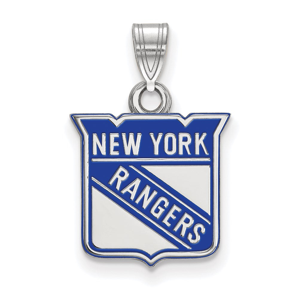 Sterlingsilber Rhodiniert Nhl Logoart New York Rangers Klein Emailliert Anhänger