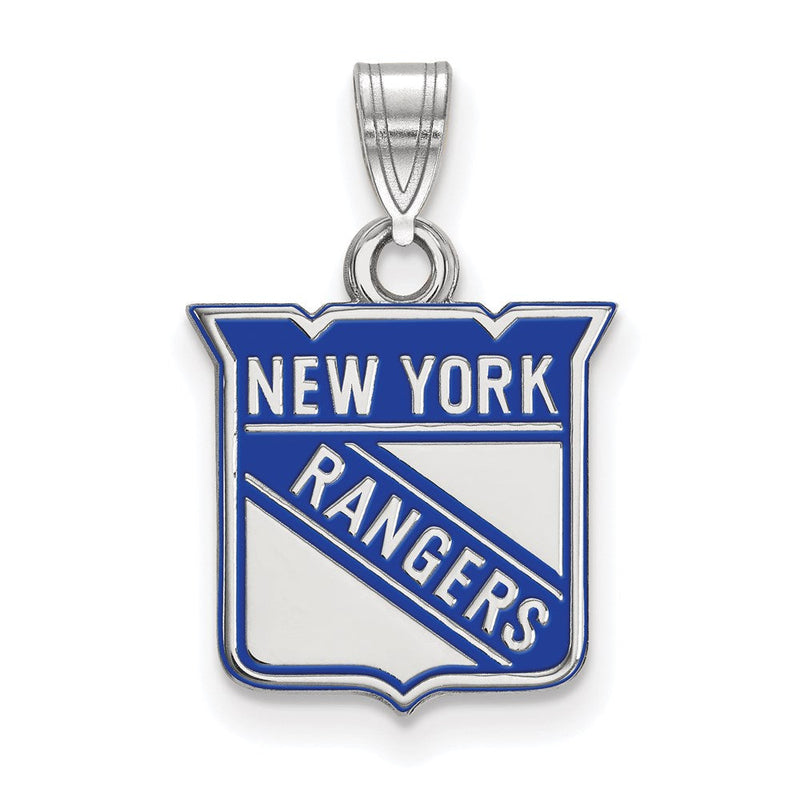 Sterlingsilber Rhodiniert Nhl Logoart New York Rangers Klein Emailliert Anhänger