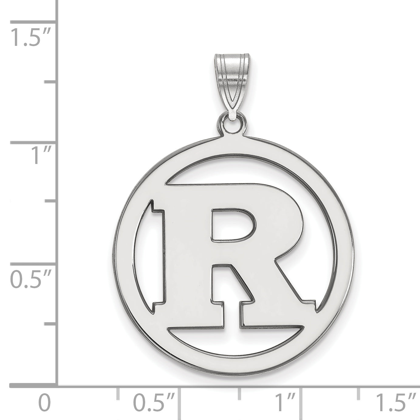Sterlingsilber Rhodiniert Logoart Rutgers University Buchstabe R Extra Groß Kreis Anhänger