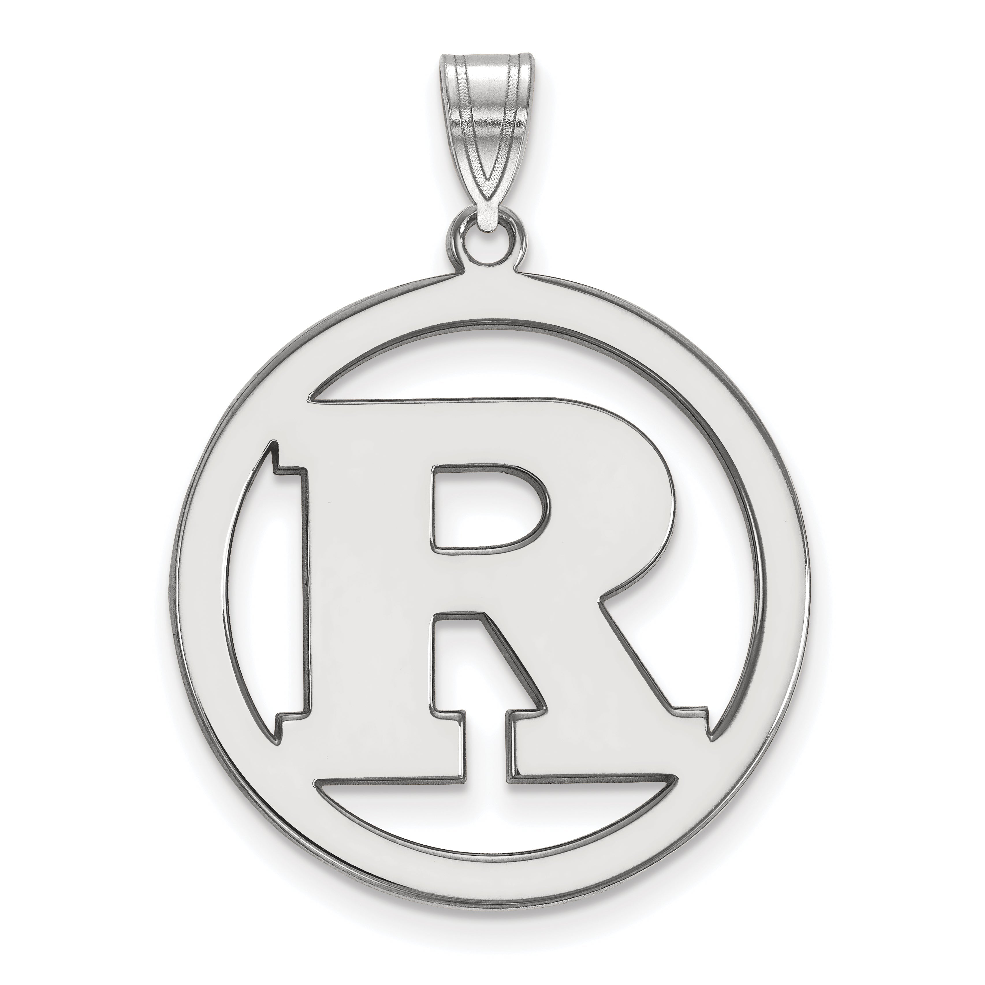 Sterlingsilber Rhodiniert Logoart Rutgers University Buchstabe R Extra Groß Kreis Anhänger