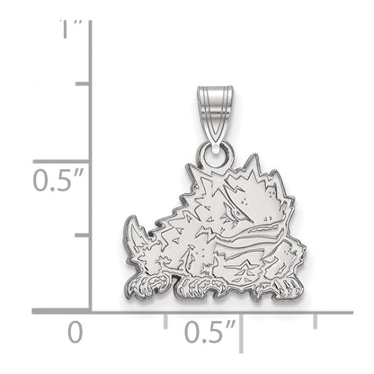 10K Weißgold Logoart Texas Christlich University Gehörnt Frosch Klein Anhänger