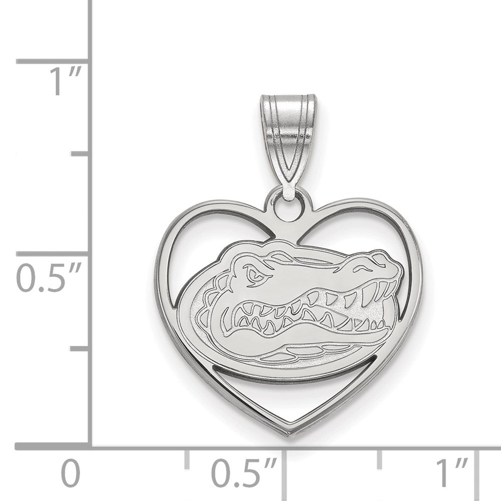 Sterlingsilber Rhodiniert Logoart University Of Florida Gator Herz Anhänger