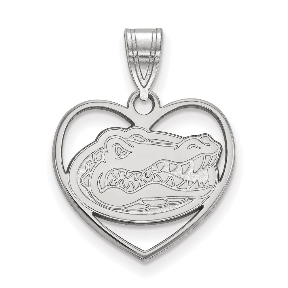 Sterlingsilber Rhodiniert Logoart University Of Florida Gator Herz Anhänger