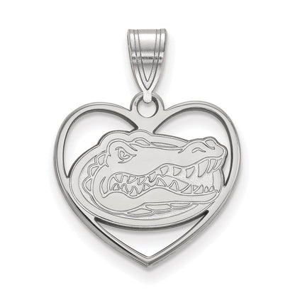 Sterlingsilber Rhodiniert Logoart University Of Florida Gator Herz Anhänger