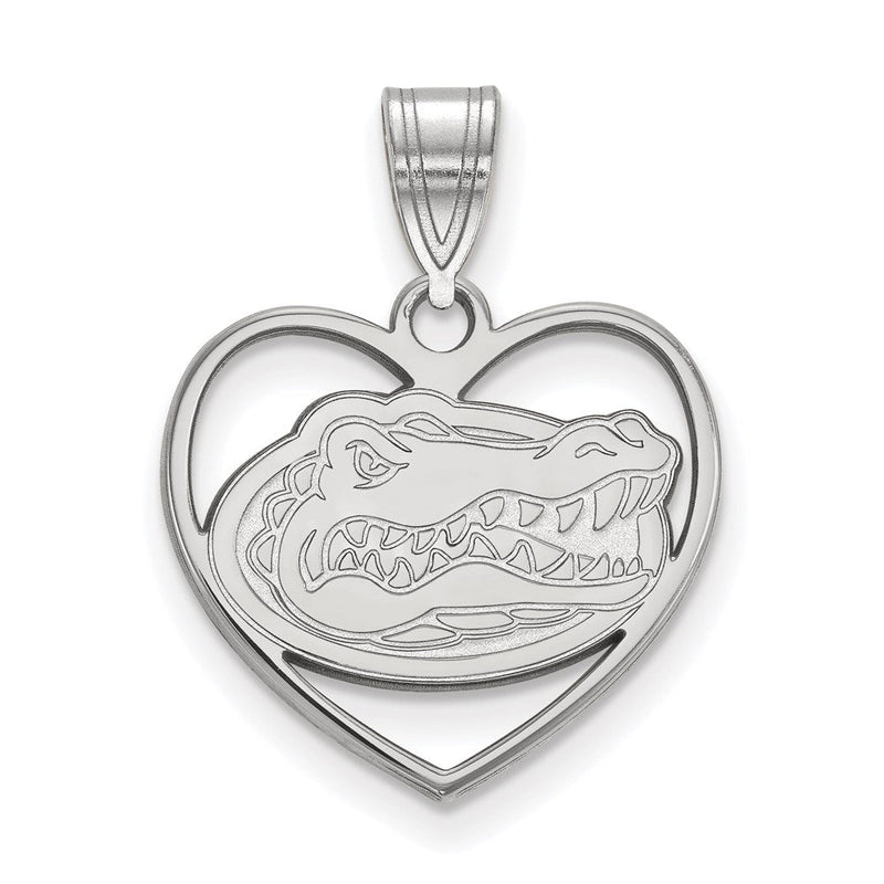 Sterlingsilber Rhodiniert Logoart University Of Florida Gator Herz Anhänger
