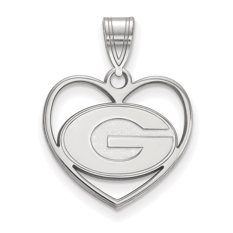 Sterlingsilber Rhodiniert Logoart University Of Georgia Buchstabe G Herz Anhänger