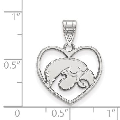 Sterlingsilber Rhodiniert Logoart University Of Iowa Hawk Herz Anhänger