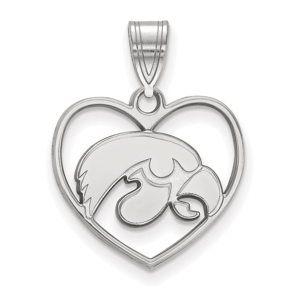 Sterlingsilber Rhodiniert Logoart University Of Iowa Hawk Herz Anhänger