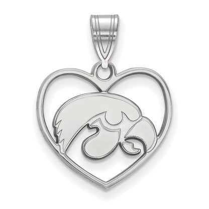 Sterlingsilber Rhodiniert Logoart University Of Iowa Hawk Herz Anhänger