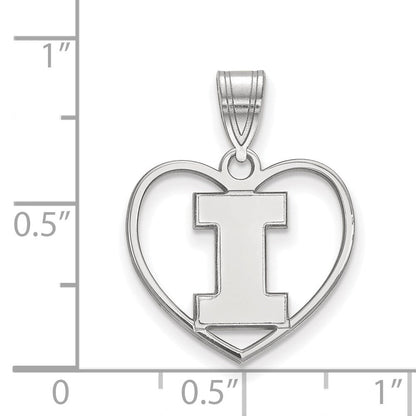 Sterlingsilber Rhodiniert Logoart University Of Illinois Buchstabe I Herz Anhänger