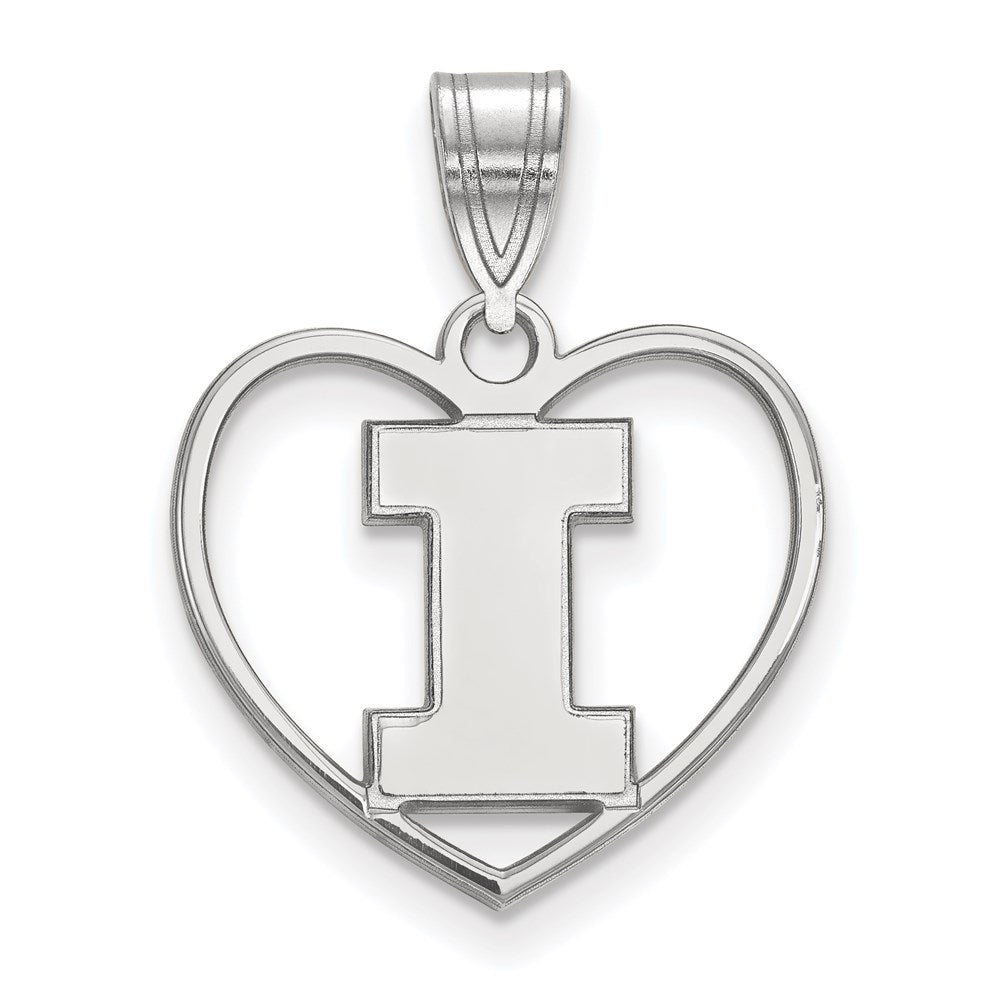 Sterlingsilber Rhodiniert Logoart University Of Illinois Buchstabe I Herz Anhänger