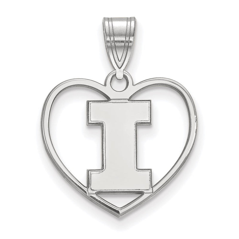 Sterlingsilber Rhodiniert Logoart University Of Illinois Buchstabe I Herz Anhänger