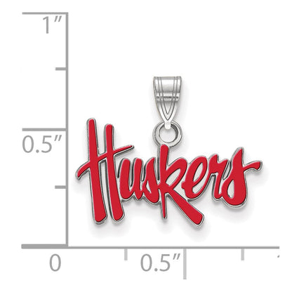 Sterlingsilber Rhodiniert Logoart University Of Nebraska Huskers Klein Emailliert Anhänger