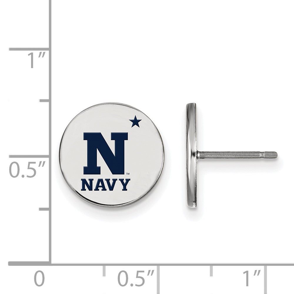 Sterlingsilber Rhodiniert Logoart Us Naval Akademie Klein Emailliert Plättchen Ohrstecker