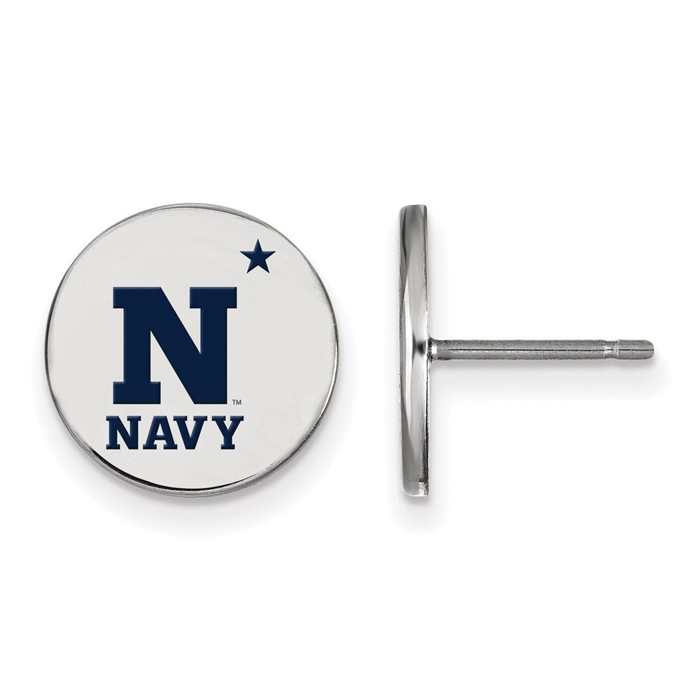 Sterlingsilber Rhodiniert Logoart Us Naval Akademie Klein Emailliert Plättchen Ohrstecker