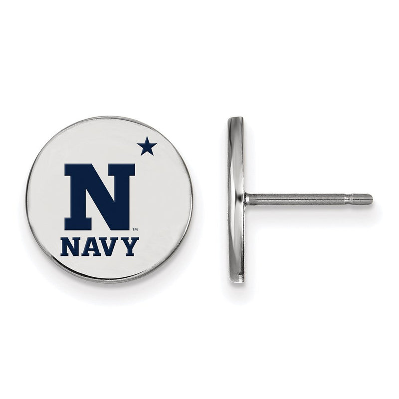 Sterlingsilber Rhodiniert Logoart Us Naval Akademie Klein Emailliert Plättchen Ohrstecker