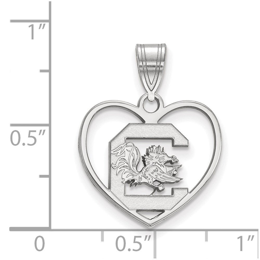 Sterlingsilber Rhodiniert Logoart University Of South Carolina Herz Anhänger