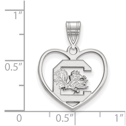 Sterlingsilber Rhodiniert Logoart University Of South Carolina Herz Anhänger