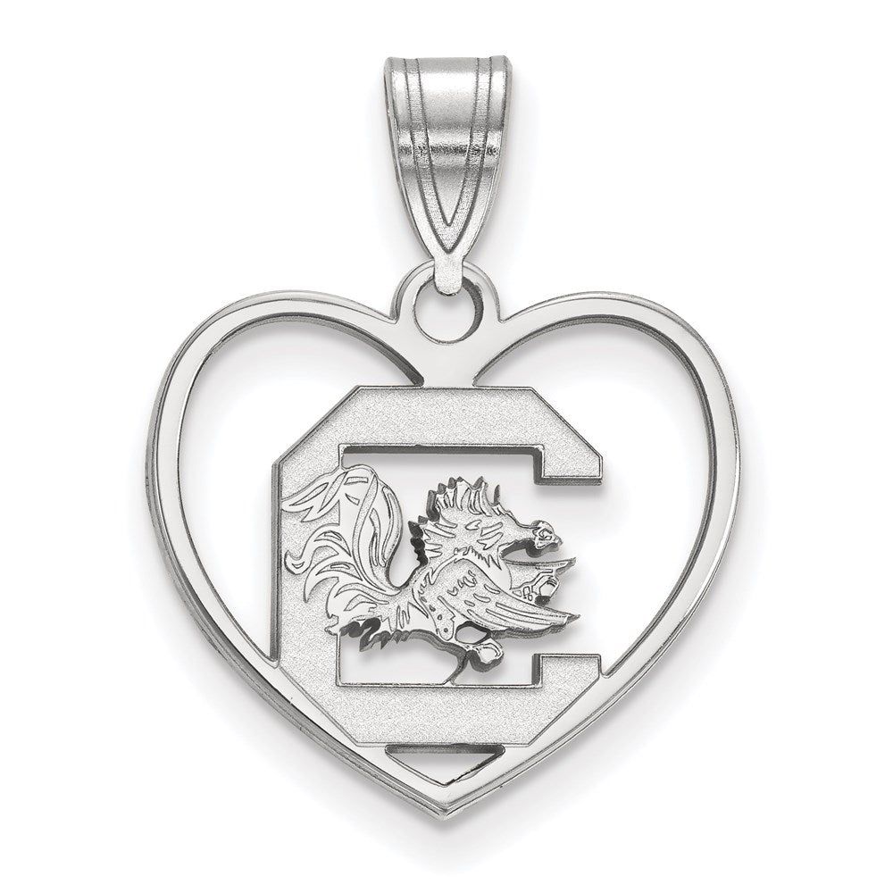 Sterlingsilber Rhodiniert Logoart University Of South Carolina Herz Anhänger