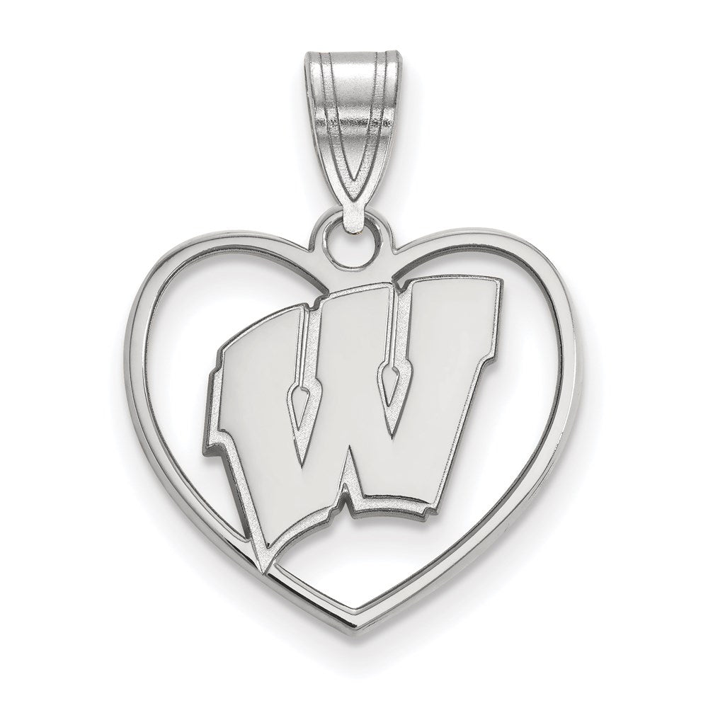 Sterlingsilber Rhodiniert Logoart University Of Wisconsin Herz Anhänger