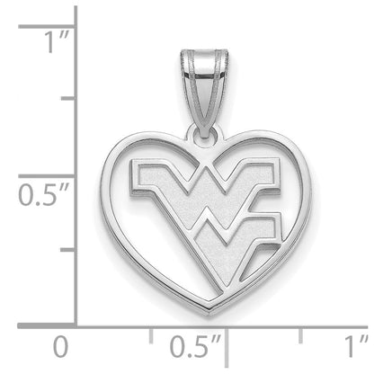 Sterlingsilber Rhodiniert Logoart West Virginia University W V Herz Anhänger