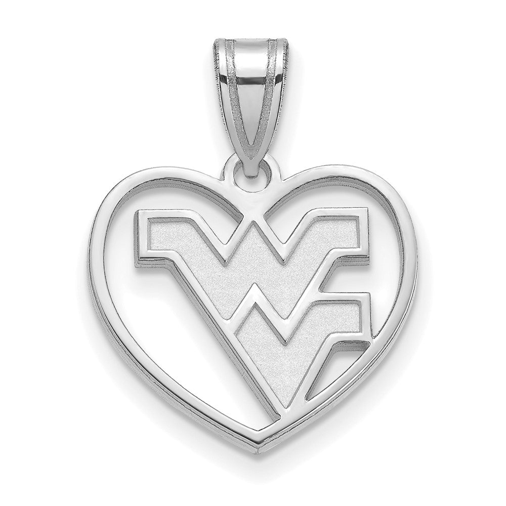 Sterlingsilber Rhodiniert Logoart West Virginia University W V Herz Anhänger