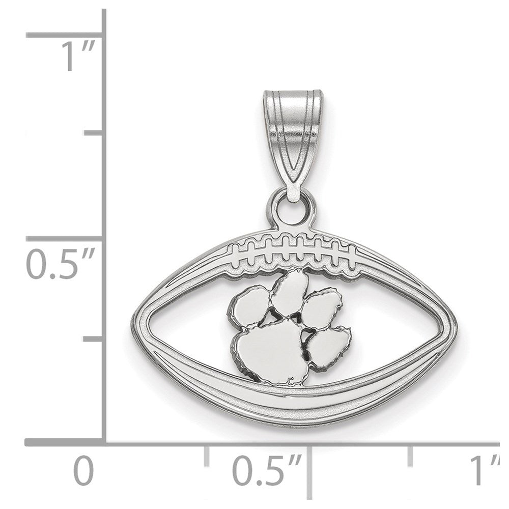 Sterlingsilber Rhodiniert Logoart Clemson University Tiger Paw Football Anhänger