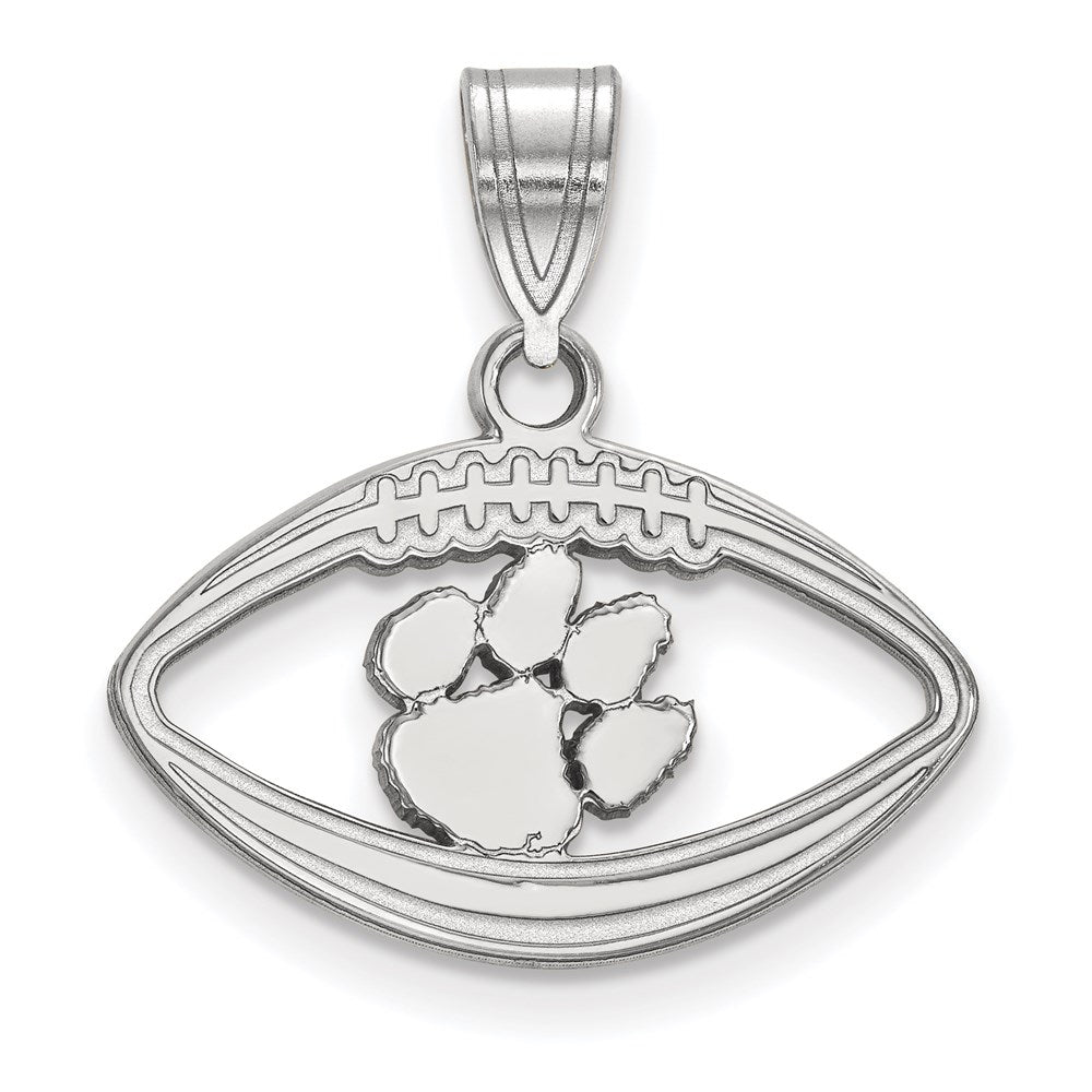 Sterlingsilber Rhodiniert Logoart Clemson University Tiger Paw Football Anhänger