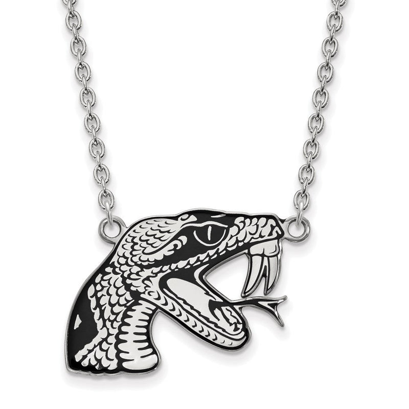 Sterlingsilber Rhodiniert Logoart Florida A und M University Rattler Groß Emailliert Anhänger 18 Zoll Halskette