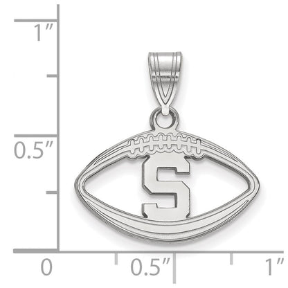 Sterlingsilber Rhodiniert Logoart Michigan State University Buchstabe S Football Anhänger