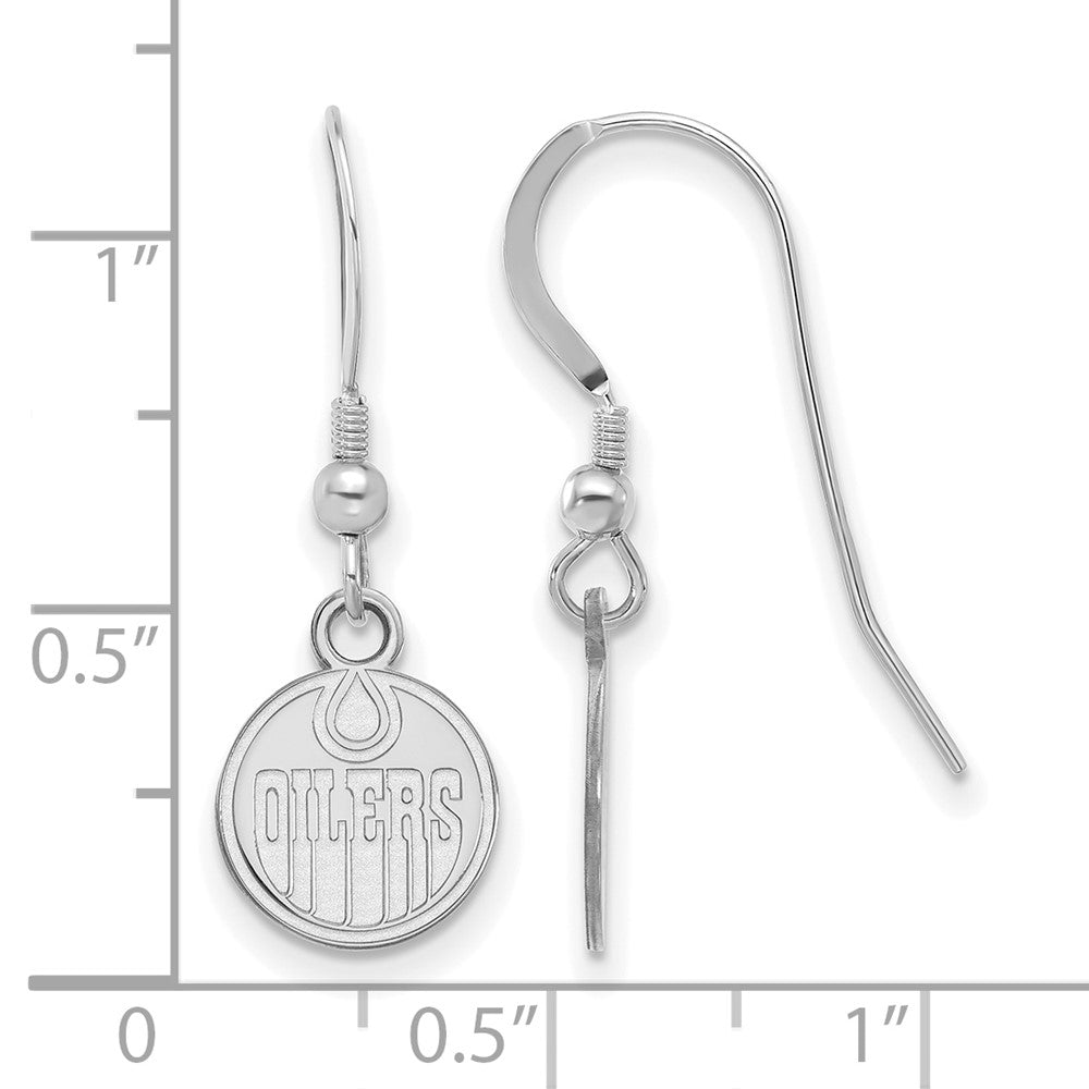 Sterlingsilber Rhodiniert Nhl Logoart Edmonton Oilers Extra Klein Hängend Draht Ohrringe