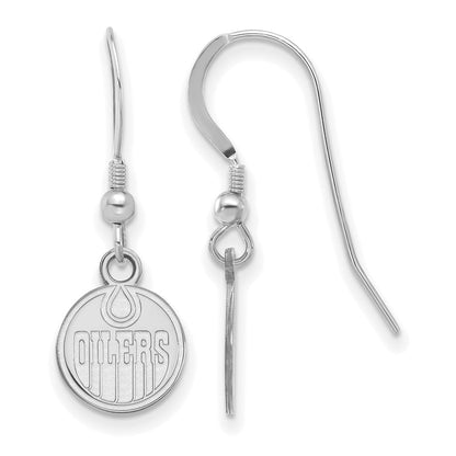 Sterlingsilber Rhodiniert Nhl Logoart Edmonton Oilers Extra Klein Hängend Draht Ohrringe