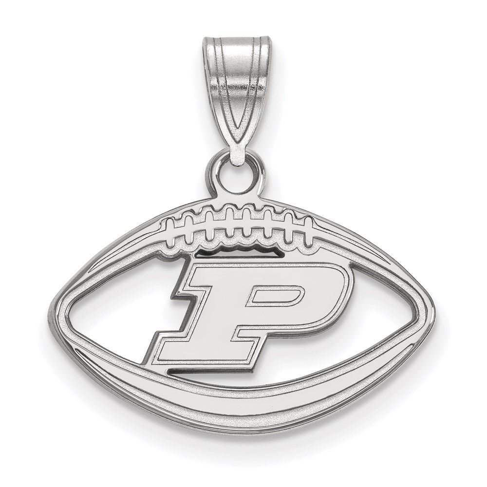 Sterlingsilber Rhodiniert Logoart Purdue University Buchstabe P Football Anhänger