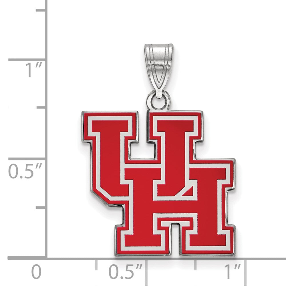 Sterlingsilber Rhodiniert Logoart University Of Houston U H Groß Emailliert Anhänger