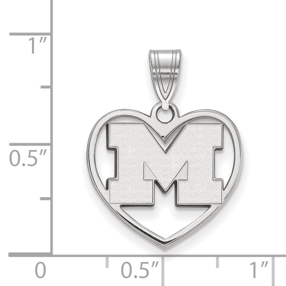 Sterlingsilber Rhodiniert Logoart University Of Michigan Buchstabe M Herz Anhänger