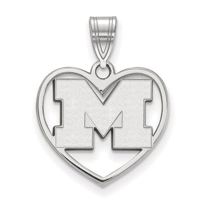 Sterlingsilber Rhodiniert Logoart University Of Michigan Buchstabe M Herz Anhänger