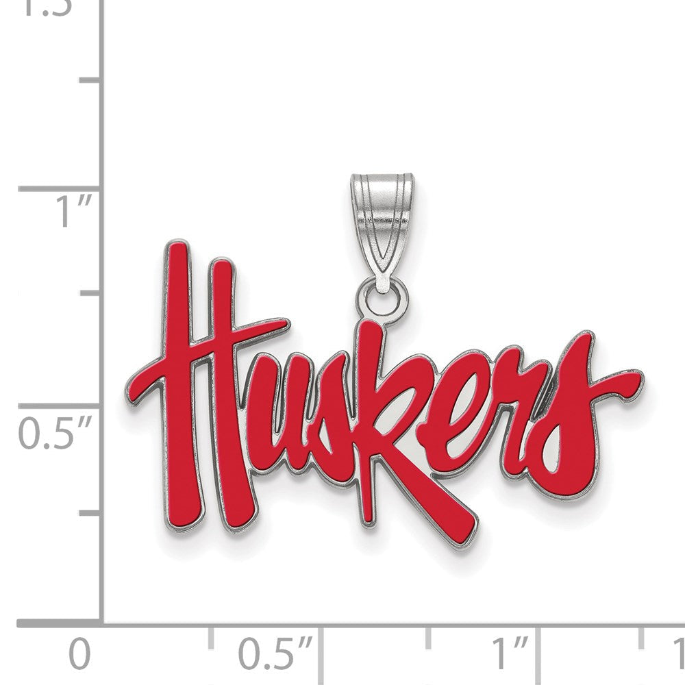 Sterlingsilber Rhodiniert Logoart University Of Nebraska Huskers Groß Emailliert Anhänger