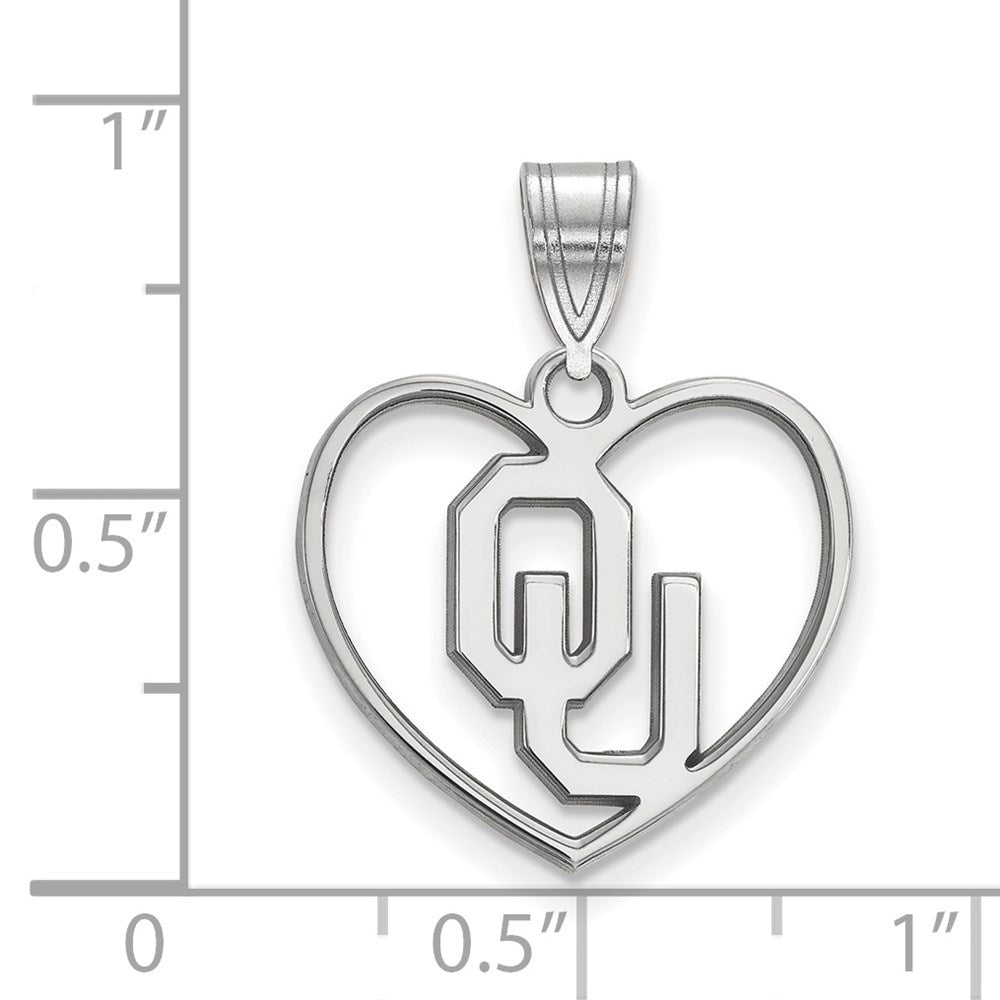 Sterlingsilber Rhodiniert Logoart University Of Oklahoma O U Herz Anhänger
