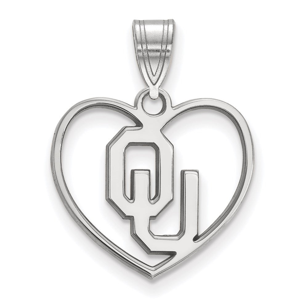 Sterlingsilber Rhodiniert Logoart University Of Oklahoma O U Herz Anhänger